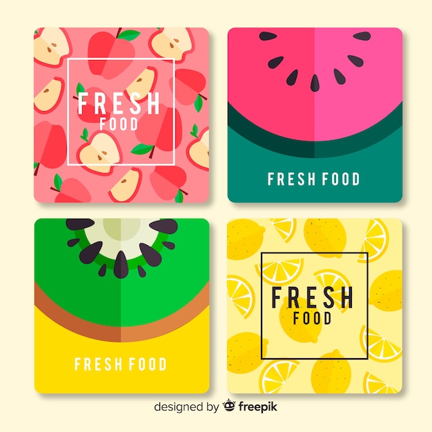 Vector flat food card collection