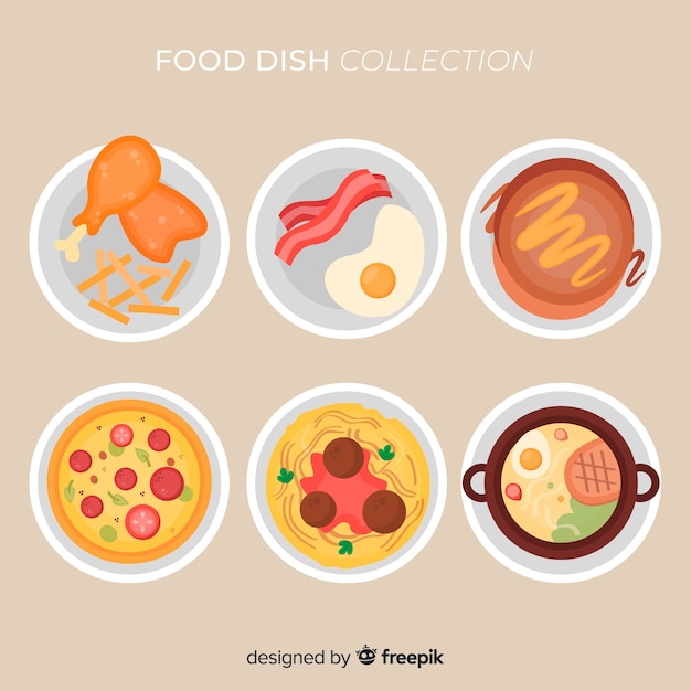 Flat food dish collection