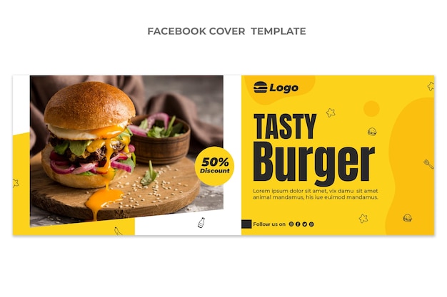 Vector flat food facebook cover