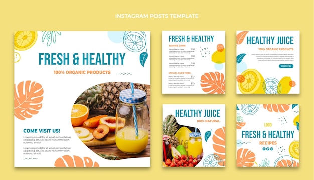 Vector flat food instagram post template