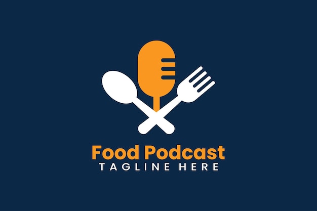 Flat food podcast logo template vector design