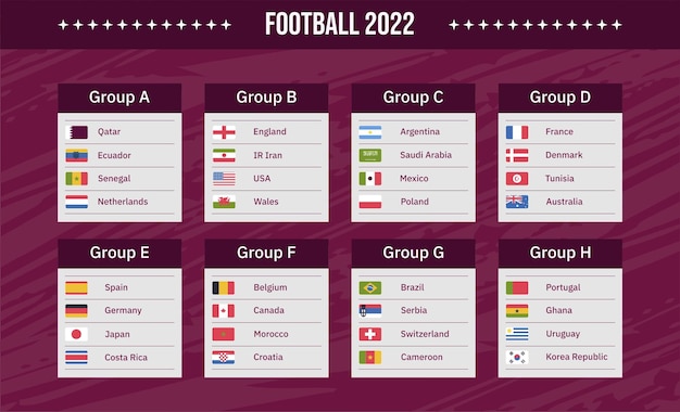 Free Vector  Flat football championship groups table template