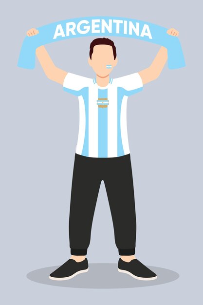 Vector flat football fans supporter argentina