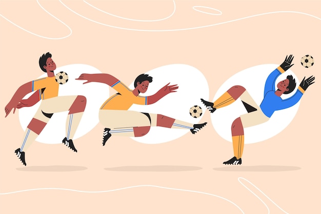 フラットサッカー選手のイラストデザイン