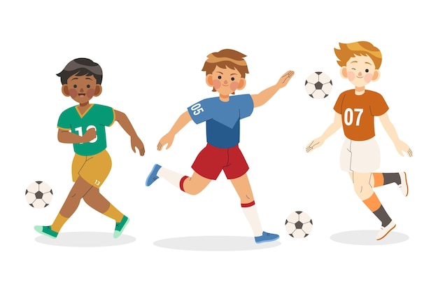 Flat football players illustration