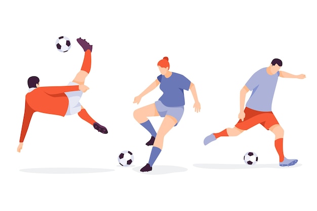 Flat football players illustration