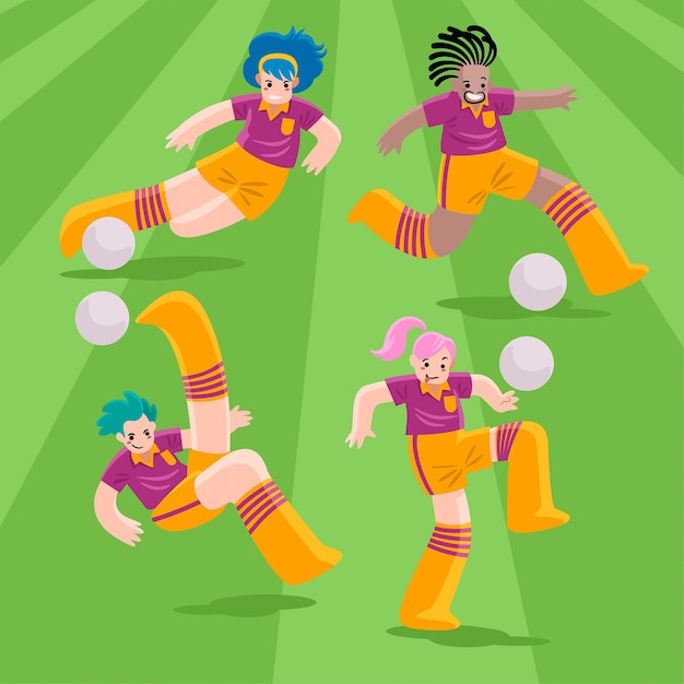 Flat football players illustration