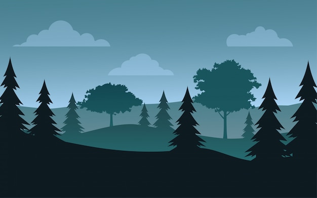 Vector flat forest landscape image