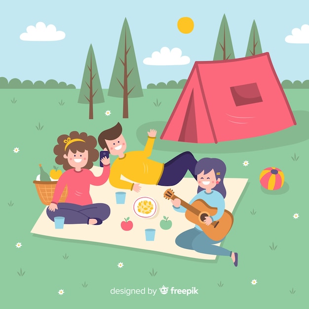 flat friends enjoying summer vacation