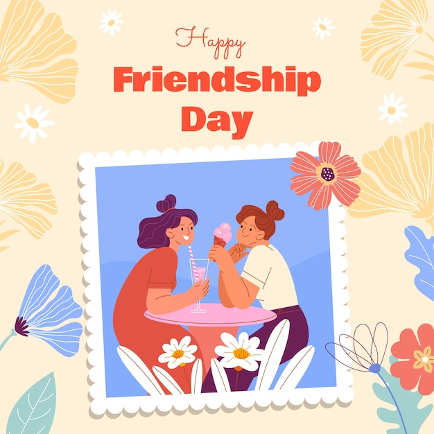 flat friendship day illustration