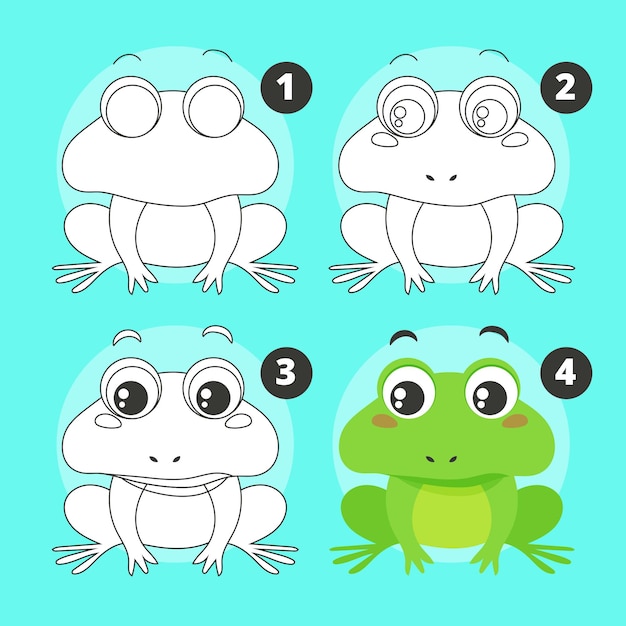 Vector flat frog drawing illustration