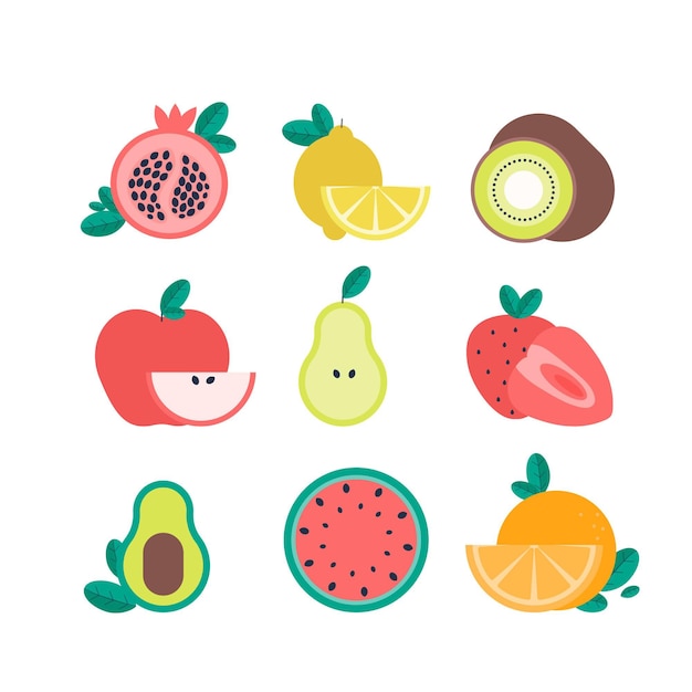 Vector flat fruit collectie