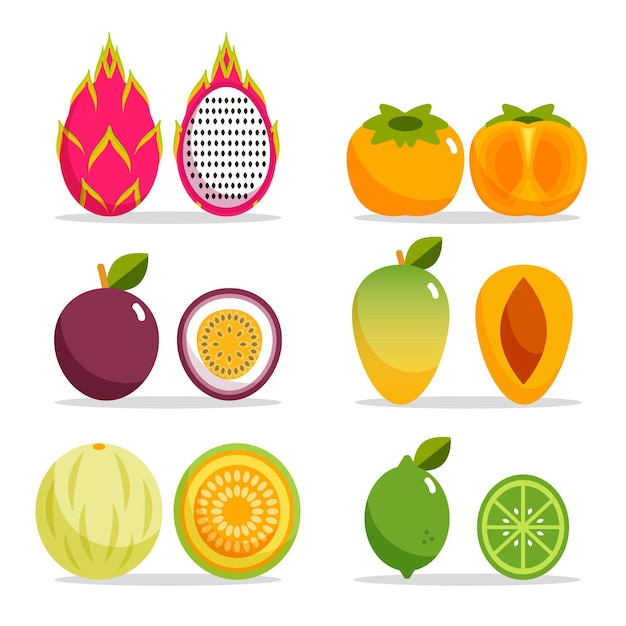 Vector flat fruit collection