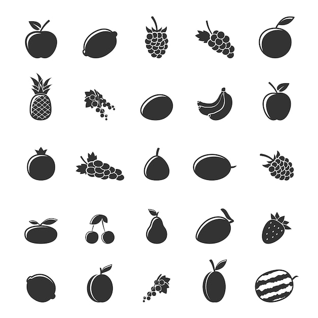 Vector flat fruit set