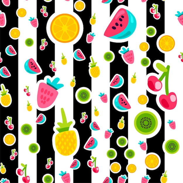 Vector flat fruits seamless vector pattern