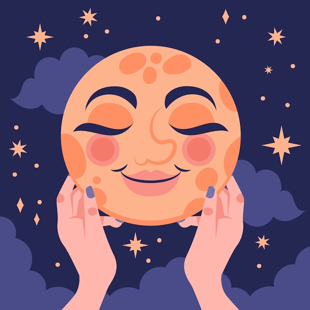 Flat full moon illustration