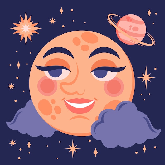 Flat full moon illustration