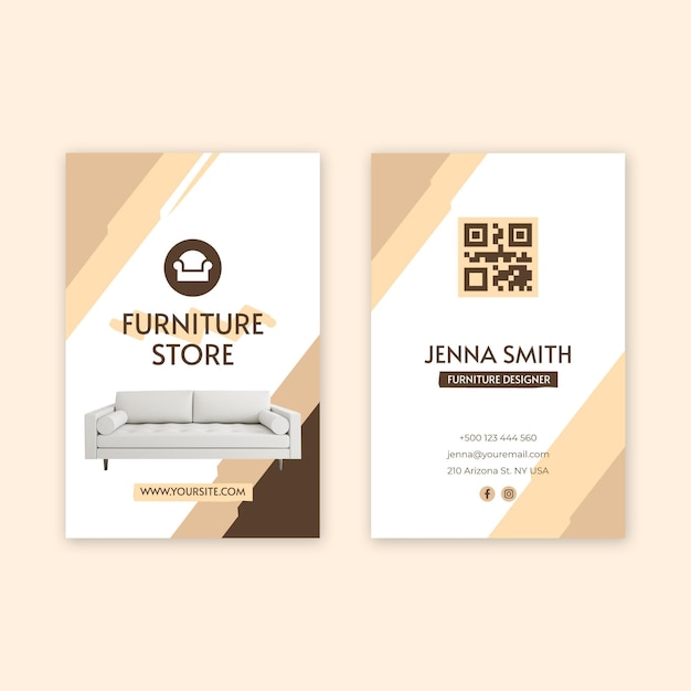 Vector flat furniture double-sided business card