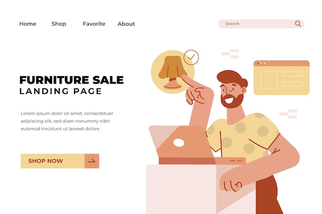 Flat furniture sale landing page template