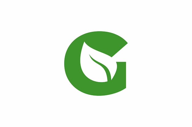 Flat G with leaf logo design