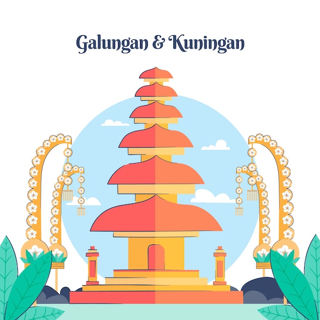 Flat galungan celebration illustration