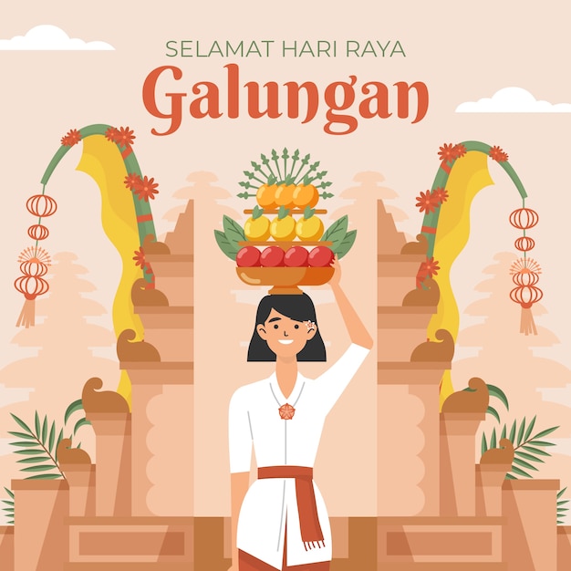 Flat galungan illustration