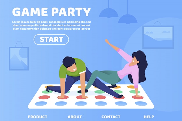 Flat game party информационные плакаты надписи.