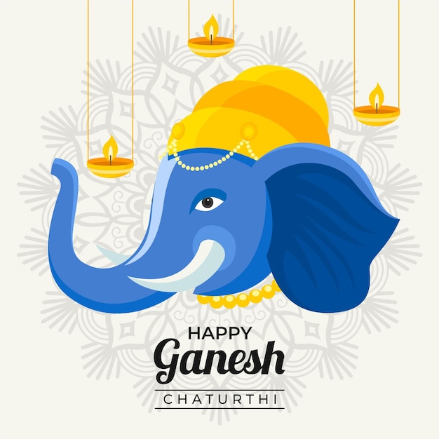 Concetto piano dell'illustrazione di chaturthi di ganesh