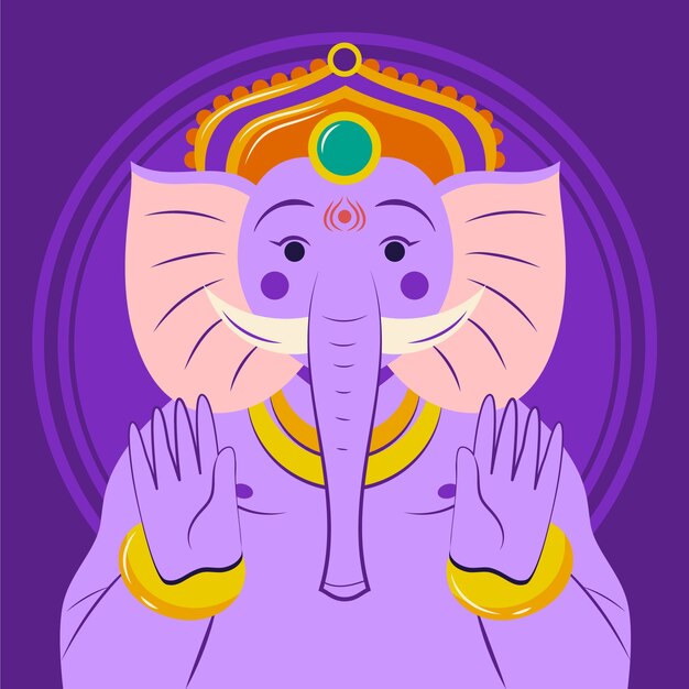 Illustrazione piatta di ganesh chaturthi con elefante