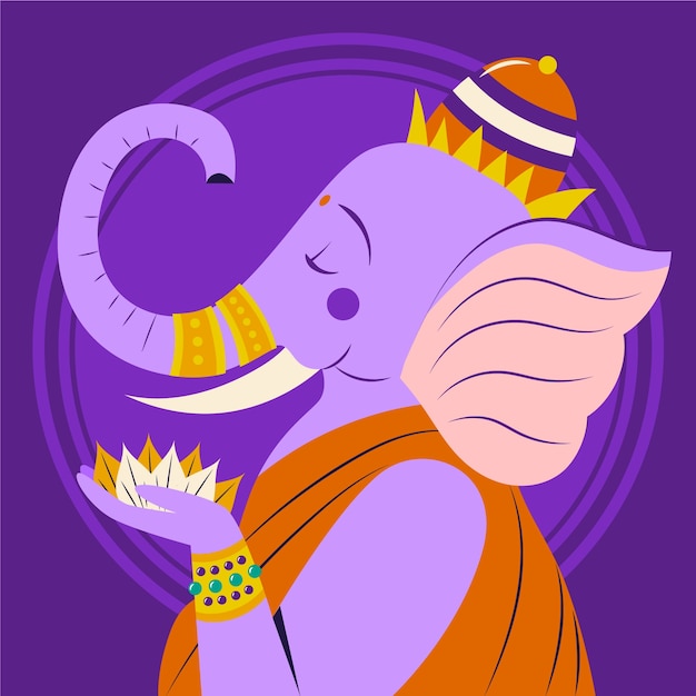 Vector flat ganesh chaturthi illustration with elephant