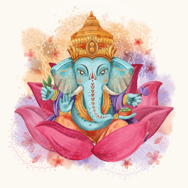 Flat ganesh chaturthi illustration