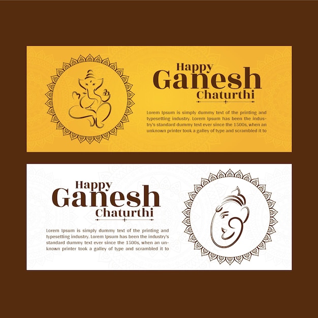 Vector flat ganesh chaturthi social media banner