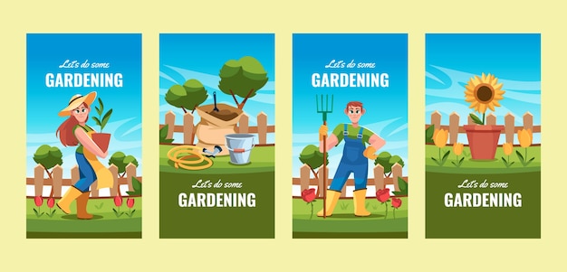 Flat gardening instagram stories collection