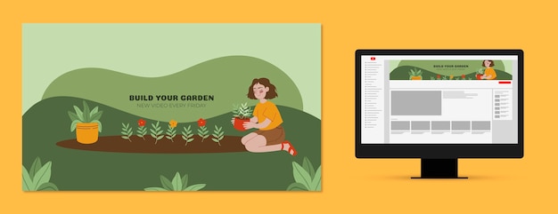 ベクトル フラットガーデニングyoutubeチャンネルアート
