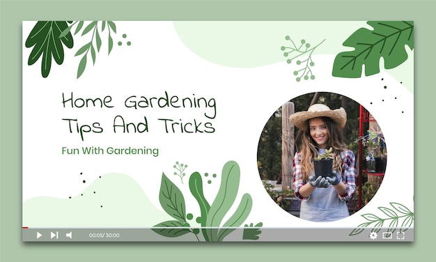 Vector flat gardening youtube thumbnail