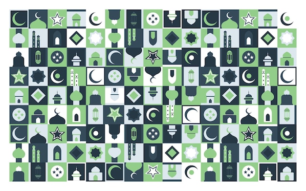 Sfondo geometrico piatto eid al fitr vettore astratto ramadan kareem carta da parati mosaico mubarak art