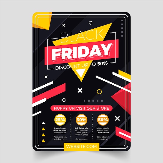 Flat geometric black friday vertical poster template