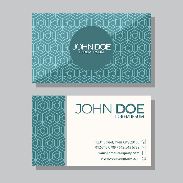 Vector flat geometric double-sided horizontal business card template