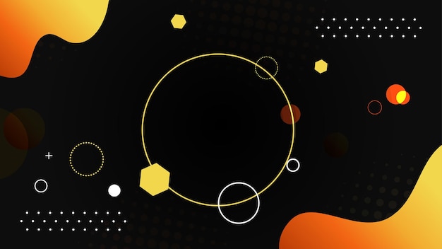 Flat Geometric Modern background with orange and black background Premium Vector