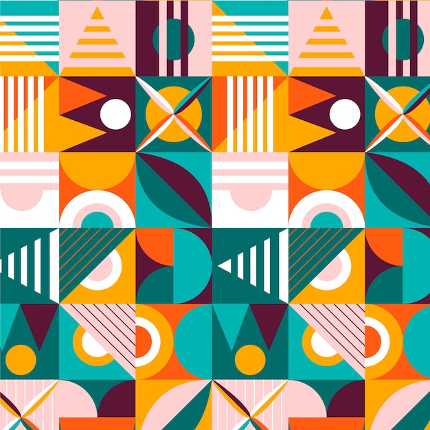 Flat geometric mosaic pattern design