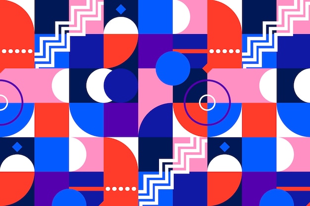 flat geometric mosaic pattern design