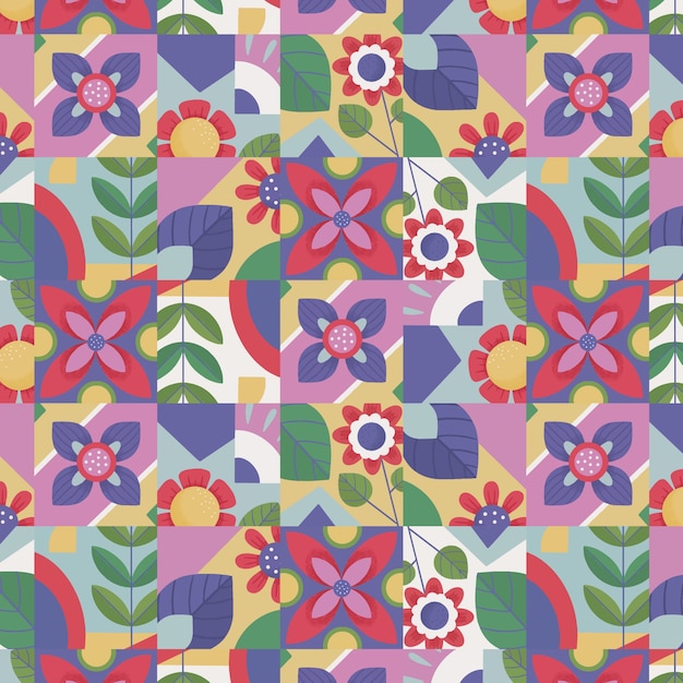 Flat geometric mosaic pattern design