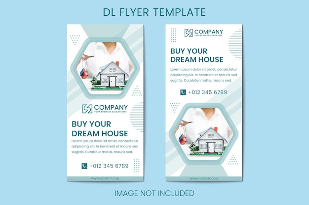 Flat geometric property business rack card or dl flyer templates design