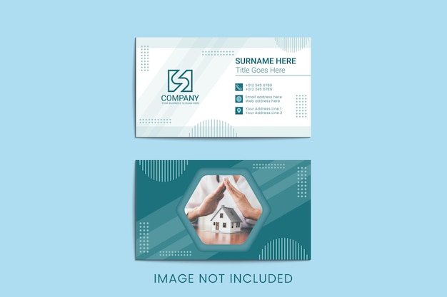 Flat geometric real estate company business card or visiting card design