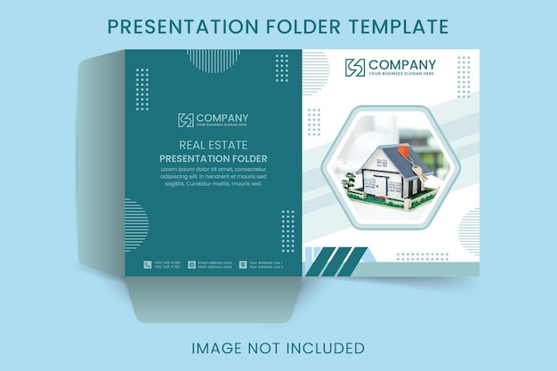 Flat geometric real estate and construction presentation folder for property company