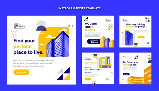 Vector flat geometric real estate instagram post