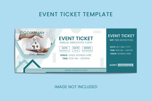 Flat geometric real estate property and home company event ticket template