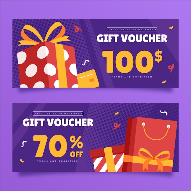 Flat gift voucher banners set