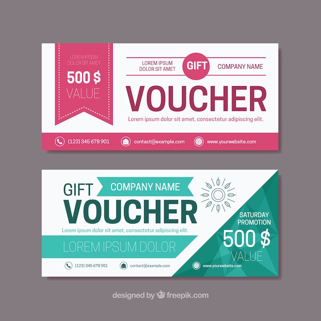 Flat gift vouchers with color details