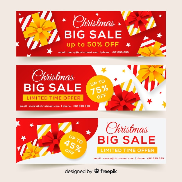 Flat gifts christmas sale banner